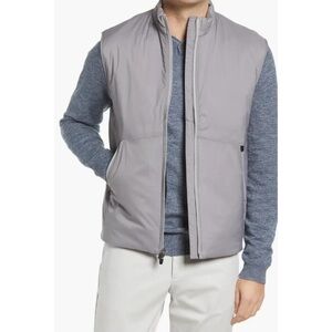 Johnnie-O Men’s Full-Zip Fox Puffer Vest Steel Gray Large Nylon Golf Lightweight